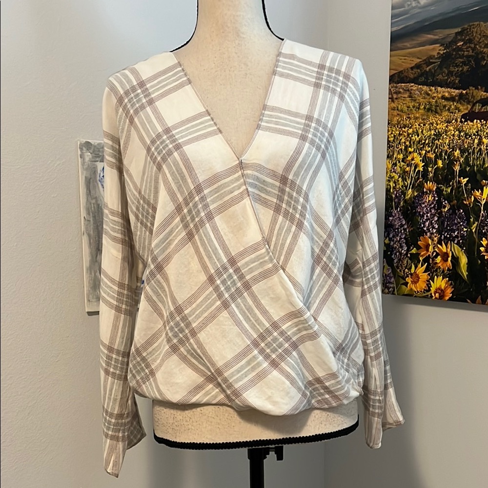 Vince Plaid Crossover Top